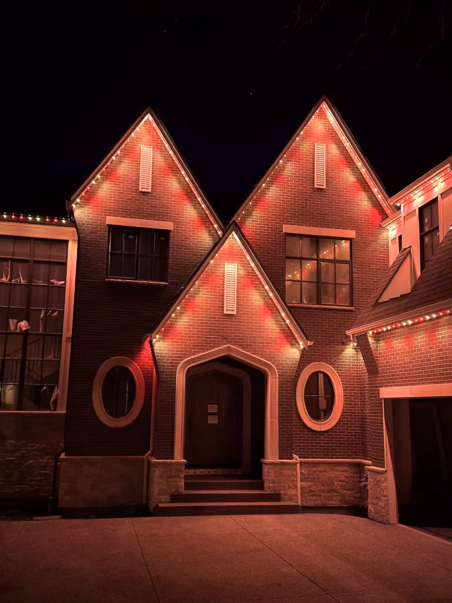 Home with red permanent LED lighting